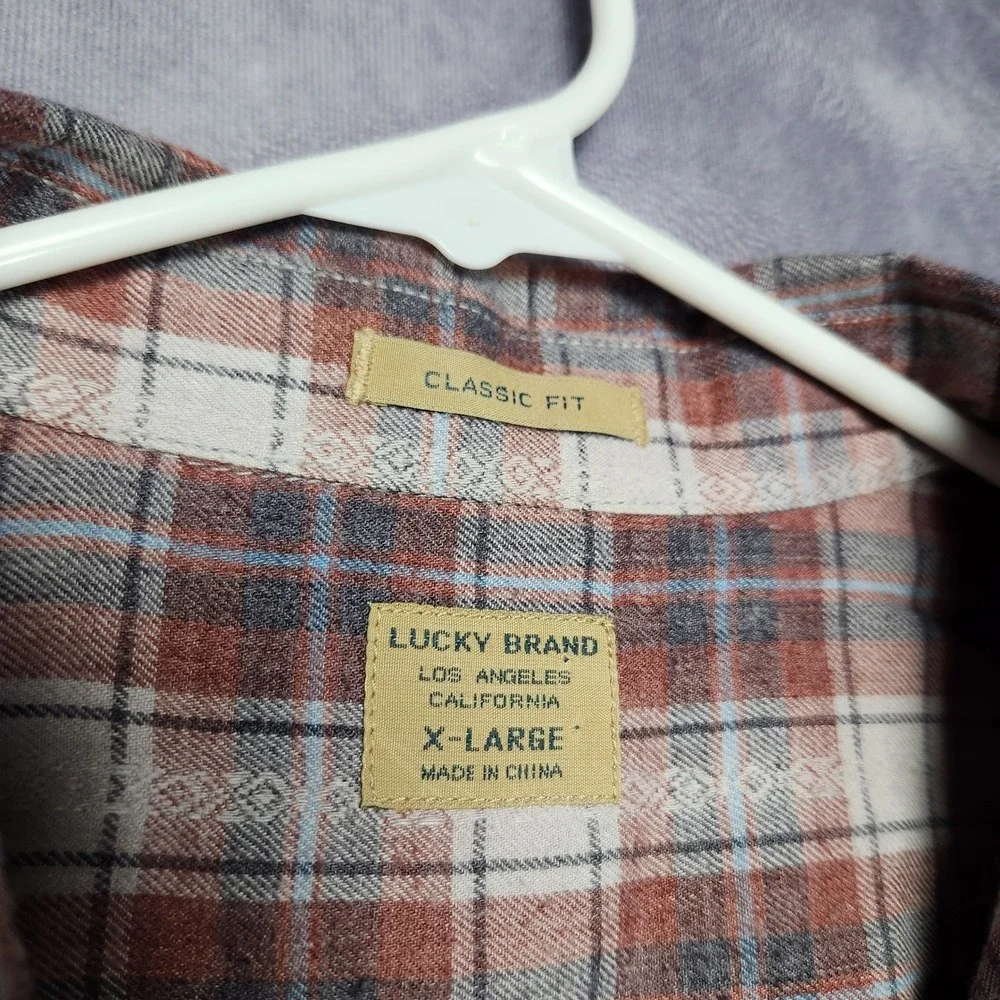 Lucky Brand Mens Plaid‎ Flannel Classic Fit Long Sleeve Shirt XL Lightweight